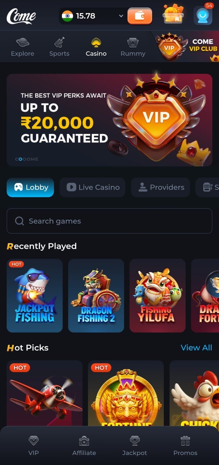 Come Game App Interface Mockup